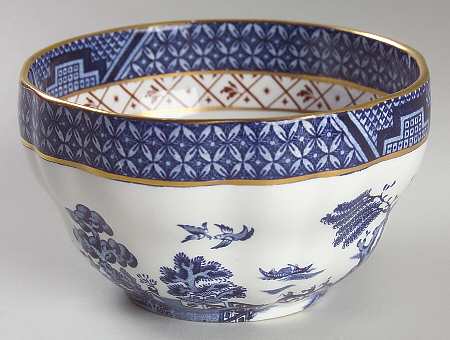 Real Old Willow Blue Open Rice/Sugar Bowl
