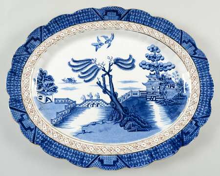 Real Old Willow Blue 14" Oval Serving Platter