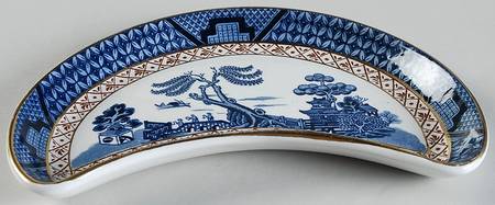 Real Old Willow Blue Crescent Salad Plate