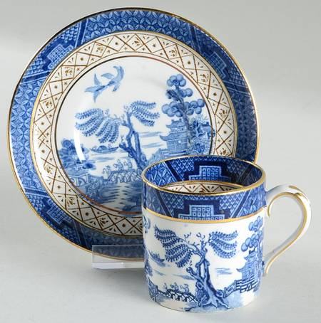 Real Old Willow Blue Flat Demitasse Cup & Saucer Set