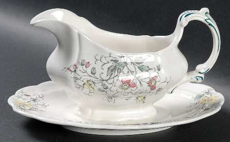 Rock Rose Gravy Boat with Attached Underplate