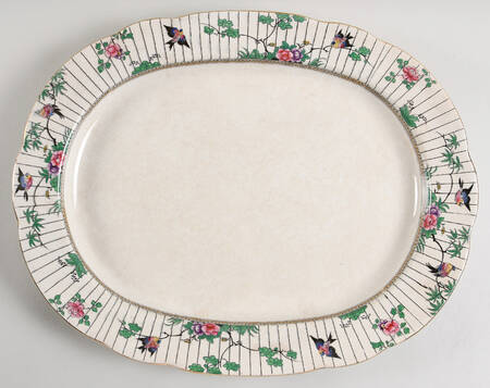 Springtime (Gold Trim) 17" Oval Serving Platter