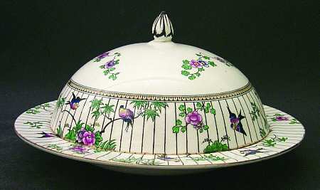 Springtime (Gold Trim) Muffin Dish & Lid