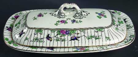 Springtime (Gold Trim) Rectangular Covered Vegetable