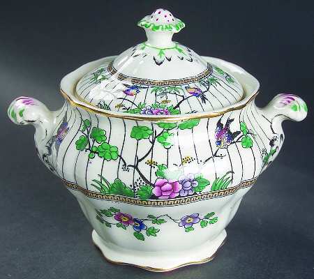 Springtime (Gold Trim) Sugar Bowl & Lid