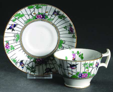 Springtime (Gold Trim) Footed Cup & Saucer Set