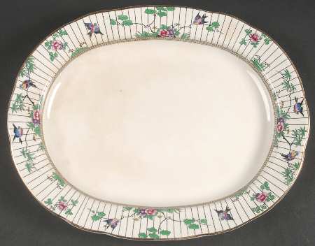 Springtime (Gold Trim) 13" Oval Serving Platter