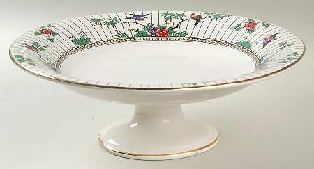 Springtime (Gold Trim) Round Compote (Height X Width)