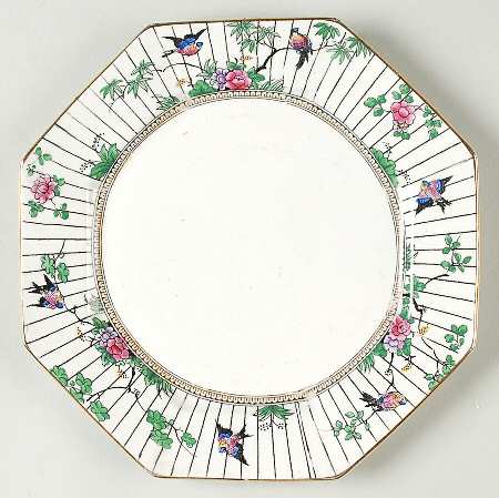 Springtime (Gold Trim) Octagonal Luncheon Plate