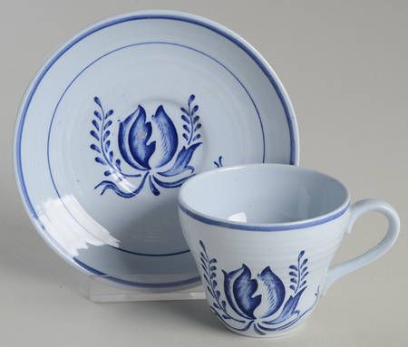 Tulip Blue Flat Demitasse Cup & Saucer Set