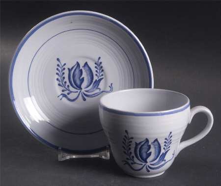Tulip Blue Flat Cup & Saucer Set