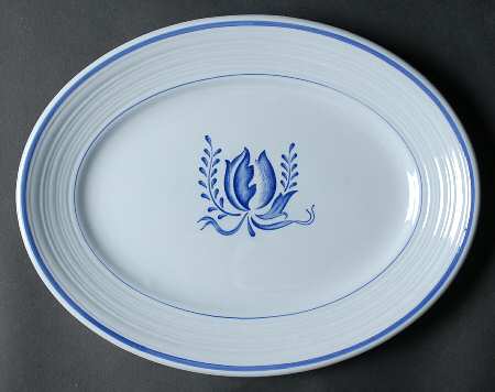 Tulip Blue 12" Oval Serving Platter