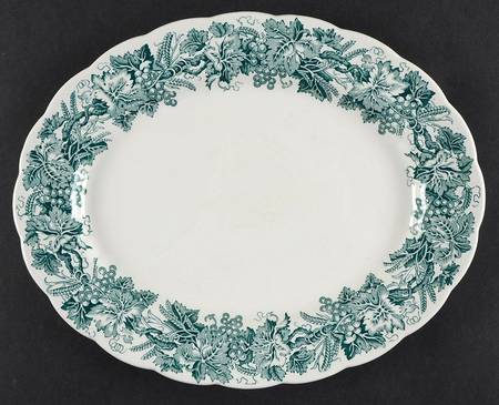 Vine and Wheat Green 12" Oval Serving Platter