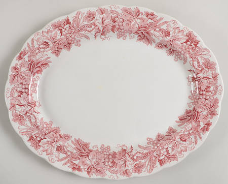 Vine and Wheat Pink 13" Oval Serving Platter
