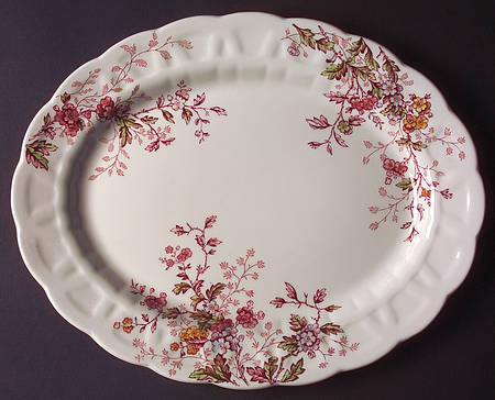 Washington (Multicolor, Scalloped) 13" Oval Serving Platter