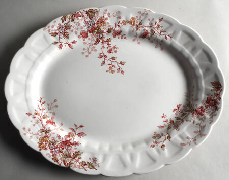 Washington (Multicolor, Scalloped) 18" Oval Serving Platter