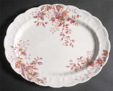 Washington (Multicolor, Scalloped) 14" Oval Serving Platter
