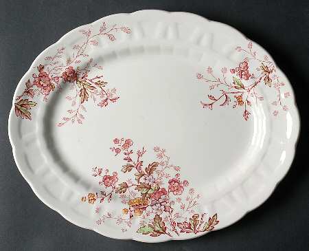 Washington (Multicolor, Scalloped) 12" Oval Serving Platter