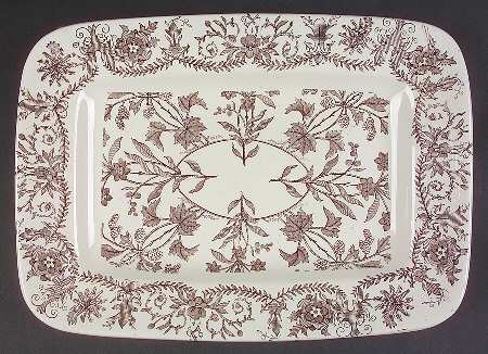 Lahore Brown (Brown Flowers) 12" Rectangular Serving Platter