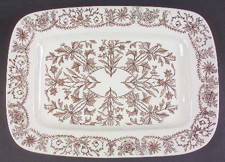 Lahore Brown (Brown Flowers) 16" Rectangular Serving Platter