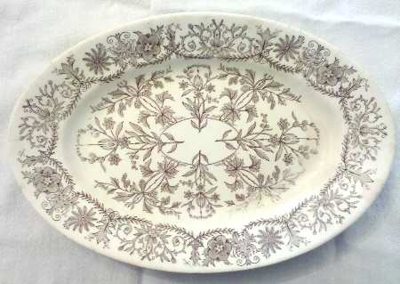 Lahore Brown (Brown Flowers) 16" Oval Serving Platter