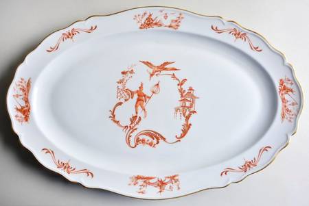 BOY4 (Gold Trim) 16" Oval Serving Platter