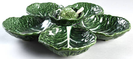 Cabbage Green 5-Part Relish, Center Lid & Spoon
