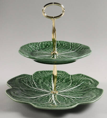 Cabbage Green 6 5/8"-10"  2 Tiered Serving Tray (Dp, Sp) HC