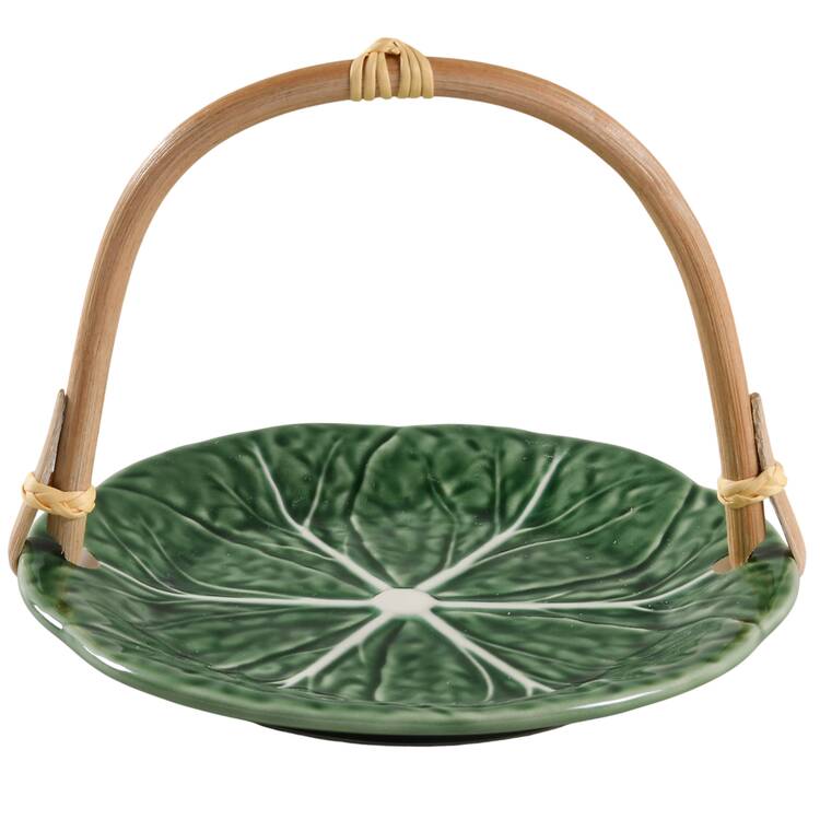Cabbage Green 5 3/8"-5 5/8" Bamboo Handled Serving Plate  HC