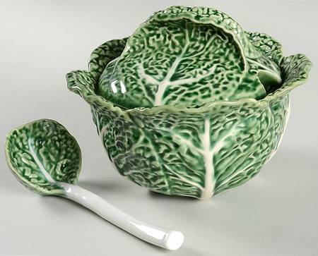 Cabbage Green Small Tureen w/Lid & Ladle