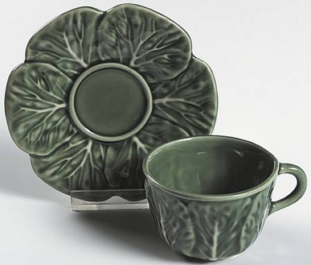 Cabbage Green Flat Demitasse Cup & Saucer Set