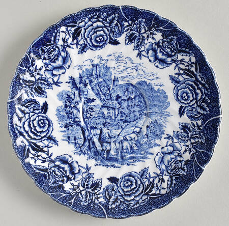English Country Scenes Blue Saucer