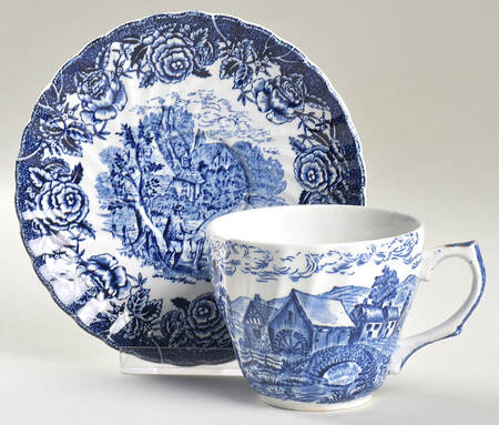 English Country Scenes Blue Footed Cup & Saucer Set