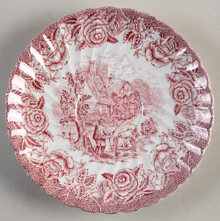 English Country Scenes Red Saucer