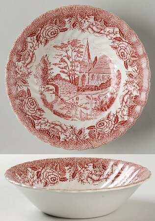 English Country Scenes Red Coupe Cereal Bowl