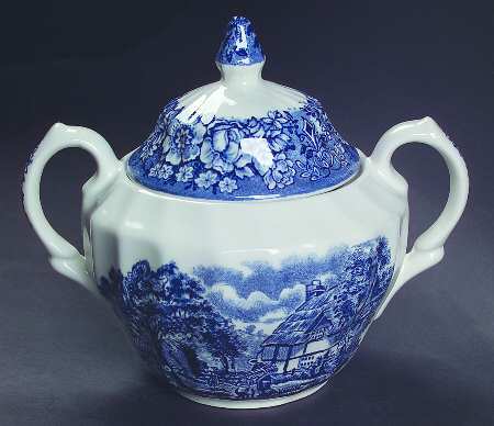 Memory Lane Blue Sugar Bowl & Lid