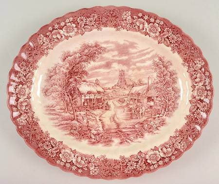 Memory Lane Pink 13" Oval Serving Platter