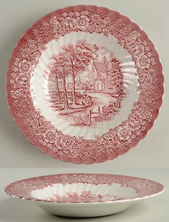 Memory Lane Pink Rim Soup Bowl