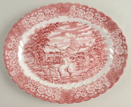Memory Lane Pink 12" Oval Serving Platter