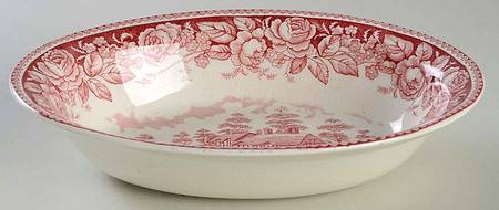Stratford Scenes Pink 9" Oval Vegetable Bowl