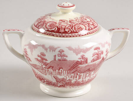 Stratford Scenes Pink Sugar Bowl & Lid