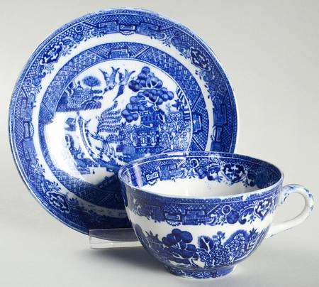 Willow Blue Flat Cup & Saucer Set