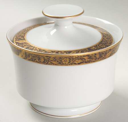 Antique Gold Sugar Bowl & Lid