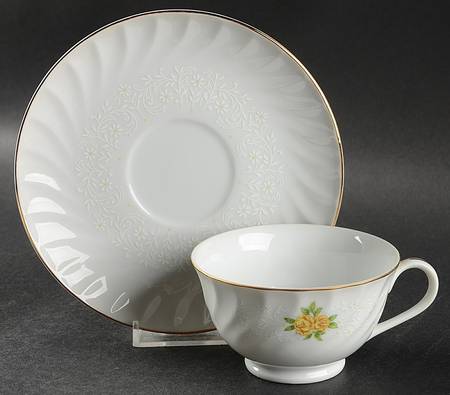 Bridal Bouquet Footed Cup & Saucer Set