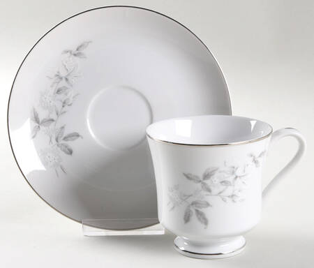 White Rose Footed Cup & Saucer Set