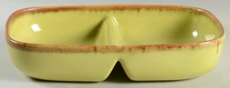 Desert Mist Green (Chartreuse) 11" Oval Divided Vegetable Bowl