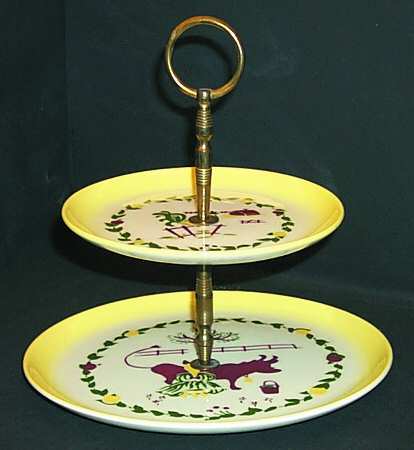 California Farmhouse Yellow 2-Tiered Serving Tray (Salad & Bread/Butter Plate)