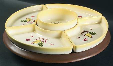 California Farmhouse Yellow 5-Piece Lazy Susan (4 Side, 1 Cntr , P Base)