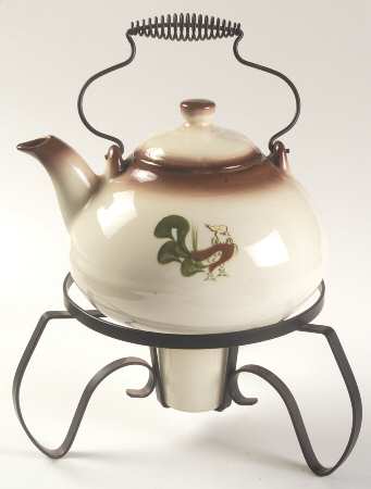 Chanticleer Tea Kettle & Metal Warmer Stand