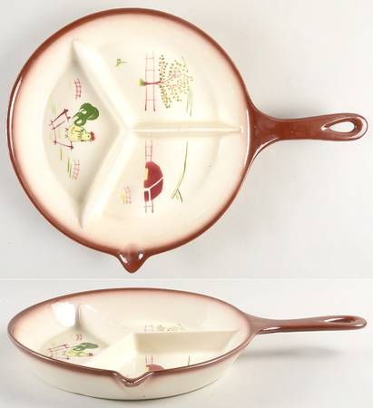 Country Lane Brown 3-Part Divided Open Skillet